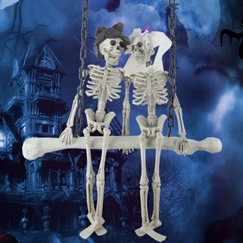 Baisu Halloween Kabinti Kaukolės Skeletas Dvasios Jaunikis, Nuotaka, Pasveikinimo Ženklas Sudėtinga Žaislas Siaubo Haunted House Pabėgti Prop KYY8955