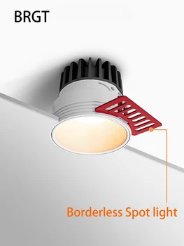 BRGT Borderless LED Downlight Embedded Vietoje Šviesos 8W Lubų Šviesos Fokusavimo Lemputė 75mm 220V Virtuvės Kambarį Patalpų Apšvietimas