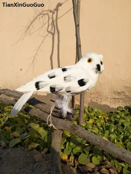 didelės 30 cm baltos spalvos plunksnos pelėda-paukštis sunkiai modelis prop rankdarbių namų, sodo puošmena s1866