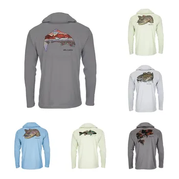 Hoodies Žuvų Džersis Sporto Viršūnės Dėvėti UPF50+ Vyrai Žvejybos Marškinėliai ilgomis Rankovėmis Pescaria Camisa De Pesca UV Apsaugoti Gaubtas T-Shirts