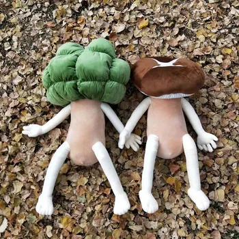 Kawaii Japonų Stiliaus Grybų Žmogus Apkabinti Pagalvę Atgal Pagalvėlės Brokoliai Žmogus Turi Rankas ir Kojas Pliušinis Žaislas Namų Dekoro Dovanos Vaikui