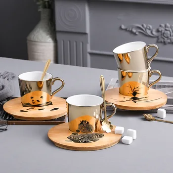Kūrybos galvanizavimo veidrodis, atspindintis keramikos atspindintis taurės Užsakymą su variu arbatos puodelio popietę arbatos puodelio indų rinkinys