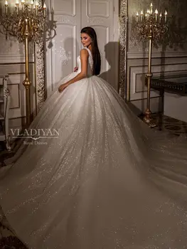Prabanga Dubajus Kamuolys Suknelė Vestuvių Suknelės 2022 Karoliukai, Kristalai Blizgučiais Vestido de Noiva Bling Bling Vestuvinės Suknelės