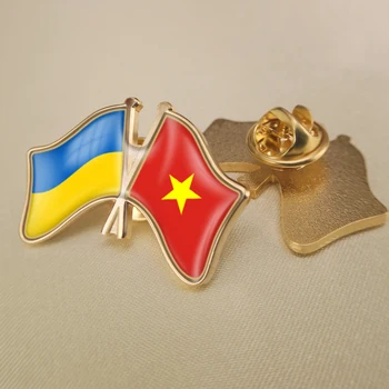 Ukrainos ir Vietnamo Kirto Dviguba Draugystė Šaligatvio Atvartas Smeigtukai Sagė Ženkliukai