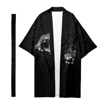 Vyriški Japonijos Ilgai Kimono Megztinis Vyrų Samurajus Kostiumo Kimono Žvaigždynas Modelis Kimono Marškinėliai Yukata Išorinis Dangtis