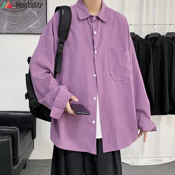 Vyriški Marškiniai 2023 Harajuku Vyrų Atsitiktinis ilgomis Rankovėmis Marškinėliai Topai Streetwear Vyras Negabaritinių Palaidinė Vyrams